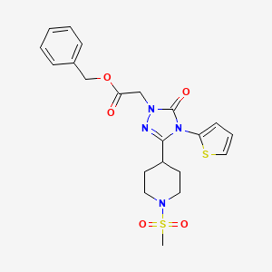 molecular formula C21H24N4O5S2 B3017070 benzyl 2-(3-(1-(methylsulfonyl)piperidin-4-yl)-5-oxo-4-(thiophen-2-yl)-4,5-dihydro-1H-1,2,4-triazol-1-yl)acetate CAS No. 1105248-37-0