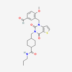 molecular formula C26H31N3O5S B3017079 4-((1-(5-formyl-2-methoxybenzyl)-2,4-dioxo-1,2-dihydrothieno[3,2-d]pyrimidin-3(4H)-yl)methyl)-N-propylcyclohexanecarboxamide CAS No. 932553-99-6