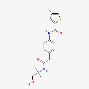 molecular formula C18H22N2O3S B3017080 N-(4-(2-((1-hydroxy-2-methylpropan-2-yl)amino)-2-oxoethyl)phenyl)-4-methylthiophene-2-carboxamide CAS No. 1235054-78-0