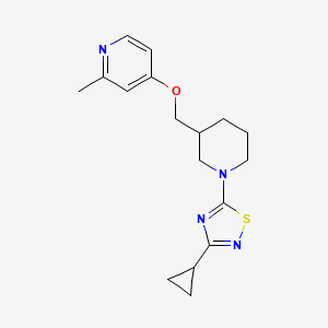 molecular formula C17H22N4OS B3017086 3-Cyclopropyl-5-[3-[(2-methylpyridin-4-yl)oxymethyl]piperidin-1-yl]-1,2,4-thiadiazole CAS No. 2380184-32-5