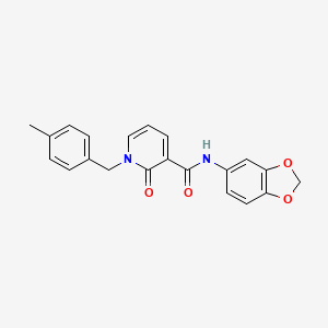 molecular formula C21H18N2O4 B3017098 N-1,3-苯并二氧杂环-5-基-1-(4-甲基苄基)-2-氧代-1,2-二氢吡啶-3-甲酰胺 CAS No. 946221-21-2