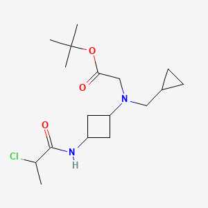 molecular formula C17H29ClN2O3 B3017100 Tert-butyl 2-[[3-(2-chloropropanoylamino)cyclobutyl]-(cyclopropylmethyl)amino]acetate CAS No. 2411246-03-0