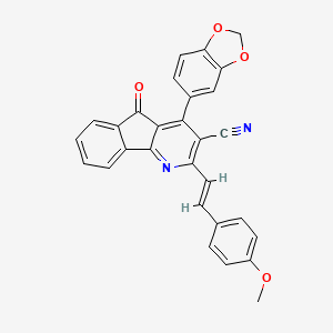 molecular formula C29H18N2O4 B3017106 4-(1,3-benzodioxol-5-yl)-2-(4-methoxystyryl)-5-oxo-5H-indeno[1,2-b]pyridine-3-carbonitrile CAS No. 866142-84-9