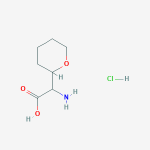 molecular formula C7H14ClNO3 B3017114 2-Amino-2-(oxan-2-yl)acetic acid hydrochloride CAS No. 2228095-21-2