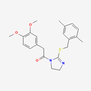 molecular formula C22H26N2O3S B3017115 2-(3,4-Dimethoxyphenyl)-1-[2-[(2,5-dimethylphenyl)methylsulfanyl]-4,5-dihydroimidazol-1-yl]ethanone CAS No. 851804-60-9