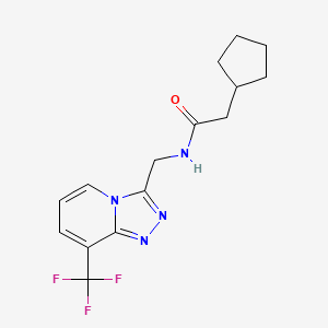 molecular formula C15H17F3N4O B3017124 2-cyclopentyl-N-((8-(trifluoromethyl)-[1,2,4]triazolo[4,3-a]pyridin-3-yl)methyl)acetamide CAS No. 2034521-39-4