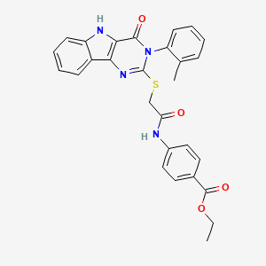 ethyl 4-(2-((4-oxo-3-(o-tolyl)-4,5-dihydro-3H-pyrimido[5,4-b]indol-2-yl)thio)acetamido)benzoate