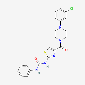 molecular formula C21H20ClN5O2S B3017159 1-(4-(4-(3-Chlorophenyl)piperazine-1-carbonyl)thiazol-2-yl)-3-phenylurea CAS No. 941926-84-7