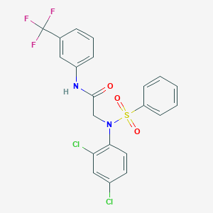 molecular formula C21H15Cl2F3N2O3S B301716 2-[2,4-dichloro(phenylsulfonyl)anilino]-N-[3-(trifluoromethyl)phenyl]acetamide 