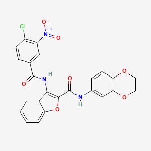 molecular formula C24H16ClN3O7 B3017161 3-(4-chloro-3-nitrobenzamido)-N-(2,3-dihydrobenzo[b][1,4]dioxin-6-yl)benzofuran-2-carboxamide CAS No. 888467-50-3
