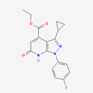 ethyl 3-cyclopropyl-1-(4-fluorophenyl)-6-oxo-6,7-dihydro-1H-pyrazolo[3,4-b]pyridine-4-carboxylate