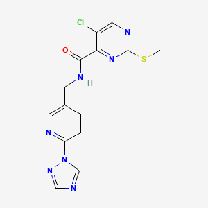 5-chloro-2-(methylsulfanyl)-N-{[6-(1H-1,2,4-triazol-1-yl)pyridin-3-yl]methyl}pyrimidine-4-carboxamide