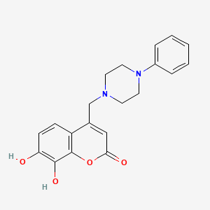 molecular formula C20H20N2O4 B3017184 7,8-Dihydroxy-4-[(4-phenylpiperazin-1-yl)methyl]chromen-2-one CAS No. 859125-43-2