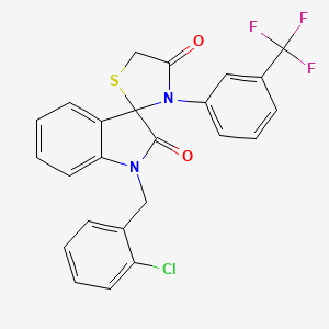 molecular formula C24H16ClF3N2O2S B3017185 1-(2-Chlorobenzyl)-3'-(3-trifluoromethylphenyl)spiro(2,3-dihydro-1H-indole-3,2'-thiazolidine-2,4'-dione CAS No. 338418-97-6