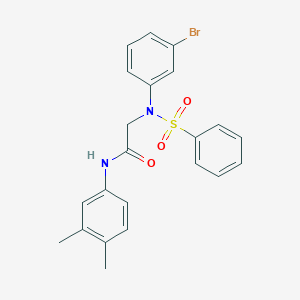 molecular formula C22H21BrN2O3S B301719 2-[3-bromo(phenylsulfonyl)anilino]-N-(3,4-dimethylphenyl)acetamide 