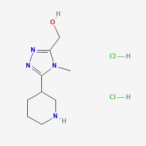molecular formula C9H18Cl2N4O B3017195 (4-Methyl-5-(piperidin-3-yl)-4H-1,2,4-triazol-3-yl)methanol dihydrochloride CAS No. 1609395-72-3