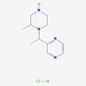 molecular formula C11H19ClN4 B3017198 2-(1-(2-Methylpiperazin-1-yl)ethyl)pyrazine hydrochloride CAS No. 1289386-79-3