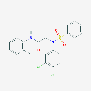 molecular formula C22H20Cl2N2O3S B301720 2-[3,4-dichloro(phenylsulfonyl)anilino]-N-(2,6-dimethylphenyl)acetamide 