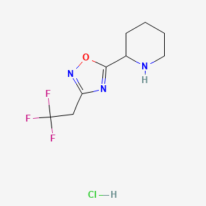 molecular formula C9H13ClF3N3O B3017203 2-[3-(2,2,2-Trifluoroethyl)-1,2,4-oxadiazol-5-yl]piperidine hydrochloride CAS No. 1393330-65-8