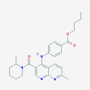 molecular formula C27H32N4O3 B3017205 4-((7-甲基-3-(2-甲基哌啶-1-羰基)-1,8-萘啶-4-基)氨基)苯甲酸丁酯 CAS No. 1251674-12-0