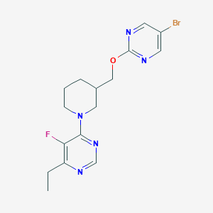 molecular formula C16H19BrFN5O B3017221 4-[3-[(5-Bromopyrimidin-2-yl)oxymethyl]piperidin-1-yl]-6-ethyl-5-fluoropyrimidine CAS No. 2380040-39-9