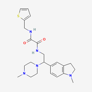 molecular formula C23H31N5O2S B3017232 N1-(2-(1-methylindolin-5-yl)-2-(4-methylpiperazin-1-yl)ethyl)-N2-(thiophen-2-ylmethyl)oxalamide CAS No. 922068-36-8