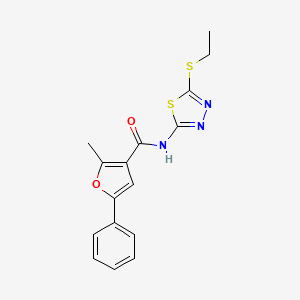 molecular formula C16H15N3O2S2 B3017239 N-[5-(ethylsulfanyl)-1,3,4-thiadiazol-2-yl]-2-methyl-5-phenylfuran-3-carboxamide CAS No. 941005-49-8
