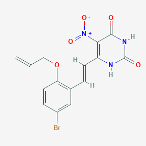 molecular formula C15H12BrN3O5 B301724 6-{2-[2-(Allyloxy)-5-bromophenyl]vinyl}-5-nitro-2,4-pyrimidinediol 
