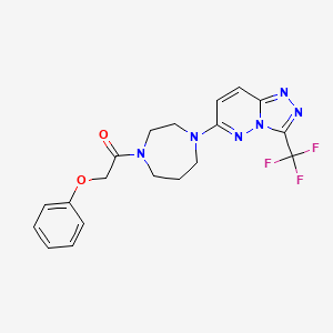 molecular formula C19H19F3N6O2 B3017242 2-Phenoxy-1-[4-[3-(trifluoromethyl)-[1,2,4]triazolo[4,3-b]pyridazin-6-yl]-1,4-diazepan-1-yl]ethanone CAS No. 2380088-13-9