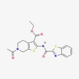 Ethyl 6-acetyl-2-(benzo[d]thiazole-2-carboxamido)-4,5,6,7-tetrahydrothieno[2,3-c]pyridine-3-carboxylate