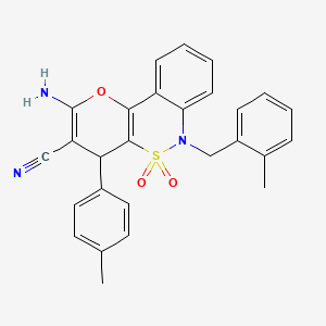 molecular formula C27H23N3O3S B3017246 2-氨基-6-(2-甲基苄基)-4-(4-甲基苯基)-4,6-二氢吡喃[3,2-c][2,1]苯并噻嗪-3-腈 5,5-二氧化物 CAS No. 892293-21-9