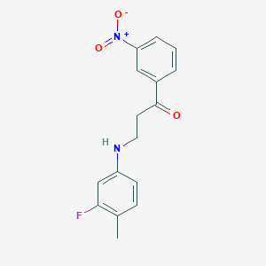 molecular formula C16H15FN2O3 B3017250 3-(3-Fluoro-4-methylanilino)-1-(3-nitrophenyl)-1-propanone CAS No. 882748-49-4