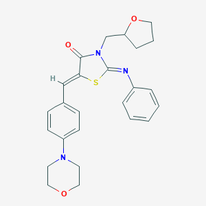 molecular formula C25H27N3O3S B301726 5-[4-(4-Morpholinyl)benzylidene]-2-(phenylimino)-3-(tetrahydro-2-furanylmethyl)-1,3-thiazolidin-4-one 