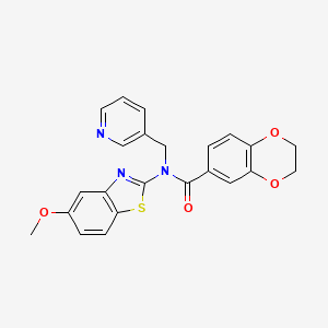 molecular formula C23H19N3O4S B3017263 N-(5-methoxybenzo[d]thiazol-2-yl)-N-(pyridin-3-ylmethyl)-2,3-dihydrobenzo[b][1,4]dioxine-6-carboxamide CAS No. 895414-17-2