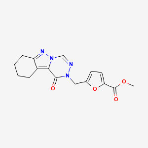 molecular formula C16H16N4O4 B3017265 methyl 5-((1-oxo-7,8,9,10-tetrahydro-[1,2,4]triazino[4,5-b]indazol-2(1H)-yl)methyl)furan-2-carboxylate CAS No. 2034248-94-5