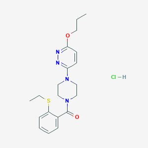 molecular formula C20H27ClN4O2S B3017267 (2-(Ethylthio)phenyl)(4-(6-propoxypyridazin-3-yl)piperazin-1-yl)methanone hydrochloride CAS No. 1185117-21-8