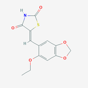molecular formula C13H11NO5S B301727 (5Z)-5-[(6-ethoxy-1,3-benzodioxol-5-yl)methylidene]-1,3-thiazolidine-2,4-dione 