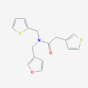 N-(furan-3-ylmethyl)-N-(thiophen-2-ylmethyl)-2-(thiophen-3-yl)acetamide
