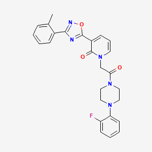 molecular formula C26H24FN5O3 B3017274 1-(2-(4-(2-fluorophenyl)piperazin-1-yl)-2-oxoethyl)-3-(3-(o-tolyl)-1,2,4-oxadiazol-5-yl)pyridin-2(1H)-one CAS No. 1251673-76-3