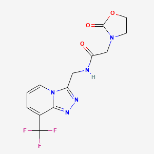 molecular formula C13H12F3N5O3 B3017280 2-(2-oxooxazolidin-3-yl)-N-((8-(trifluoromethyl)-[1,2,4]triazolo[4,3-a]pyridin-3-yl)methyl)acetamide CAS No. 1903303-08-1