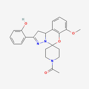 molecular formula C23H25N3O4 B3017288 1-(2-(2-Hydroxyphenyl)-7-methoxy-1,10b-dihydrospiro[benzo[e]pyrazolo[1,5-c][1,3]oxazine-5,4'-piperidin]-1'-yl)ethanone CAS No. 899727-99-2