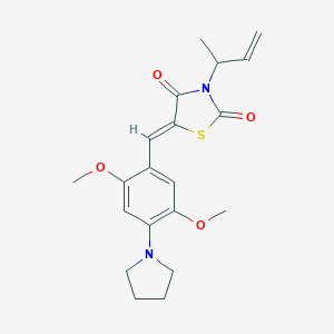 molecular formula C20H24N2O4S B301729 5-[2,5-Dimethoxy-4-(1-pyrrolidinyl)benzylidene]-3-(1-methyl-2-propenyl)-1,3-thiazolidine-2,4-dione 