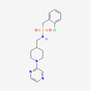 molecular formula C17H21ClN4O2S B3017290 1-(2-chlorophenyl)-N-((1-(pyrazin-2-yl)piperidin-4-yl)methyl)methanesulfonamide CAS No. 1396712-41-6