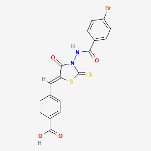 (Z)-4-((3-(4-bromobenzamido)-4-oxo-2-thioxothiazolidin-5-ylidene)methyl)benzoic acid