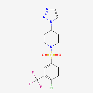 molecular formula C14H14ClF3N4O2S B3017311 1-((4-chloro-3-(trifluoromethyl)phenyl)sulfonyl)-4-(1H-1,2,3-triazol-1-yl)piperidine CAS No. 1795084-80-8