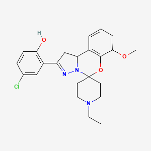 molecular formula C23H26ClN3O3 B3017342 4-Chloro-2-(1'-ethyl-7-methoxy-1,10b-dihydrospiro[benzo[e]pyrazolo[1,5-c][1,3]oxazine-5,4'-piperidin]-2-yl)phenol CAS No. 899728-09-7