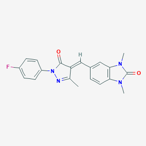 molecular formula C20H17FN4O2 B301735 5-{[1-(4-fluorophenyl)-3-methyl-5-oxo-1,5-dihydro-4H-pyrazol-4-ylidene]methyl}-1,3-dimethyl-1,3-dihydro-2H-benzimidazol-2-one 