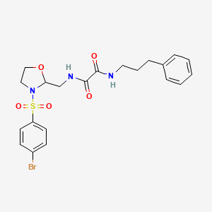 N1-((3-((4-bromophenyl)sulfonyl)oxazolidin-2-yl)methyl)-N2-(3-phenylpropyl)oxalamide