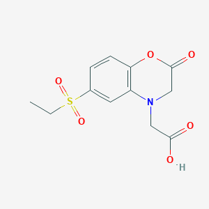 molecular formula C12H13NO6S B3017358 2-[6-(ethanesulfonyl)-2-oxo-3,4-dihydro-2H-1,4-benzoxazin-4-yl]acetic acid CAS No. 954263-08-2