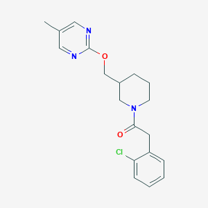 molecular formula C19H22ClN3O2 B3017361 2-(2-Chlorophenyl)-1-[3-[(5-methylpyrimidin-2-yl)oxymethyl]piperidin-1-yl]ethanone CAS No. 2380032-81-3